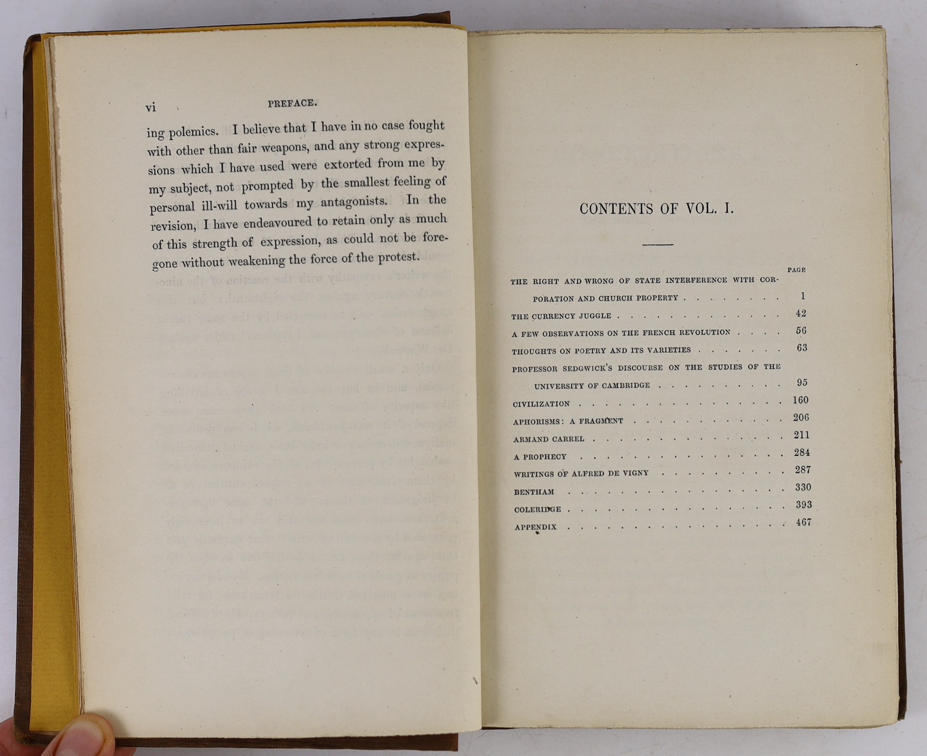 Mill, John Stuart - Dissertations and Discussions: political, philosophical, and historical... First Edition, 2 vols. original blind-decorated and gilt-lettered cloth. 1859